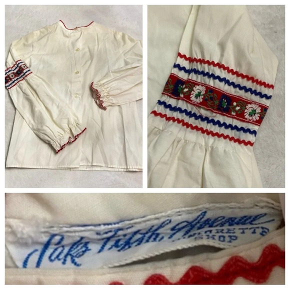 Saks Fifth Avenue vintage 1970’s peasant top Embroidered 28607 - Picture 1 of 12